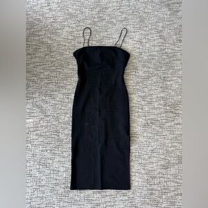 Chic Black Midi Dress with Spaghetti Straps